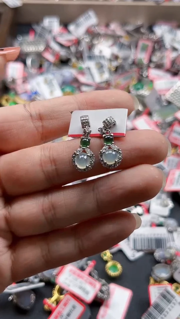 银S925镶嵌戒指翡翠天然A货缅甸翡翠