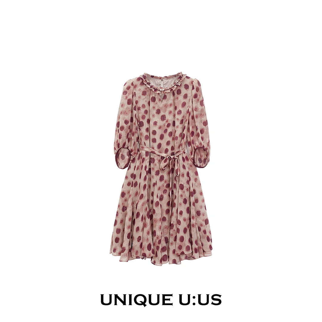 UNIQUE U:US【玉京谣编号21】法式霓虹游牧风桑帛丝连衣裙251325