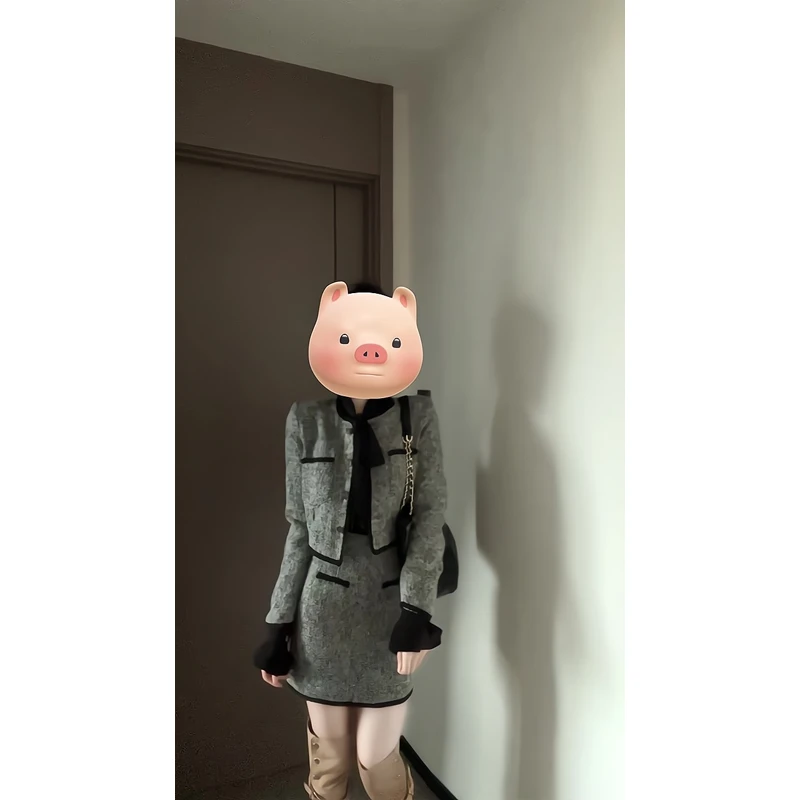 韩剧女主穿搭富家千金高级感小香风外套开衫半身裙a字短裙包臀裙