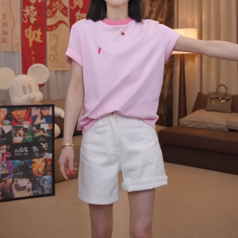 【JULY娇娇】新款韩版设计感百搭气质显瘦短袖上衣女LK2501348