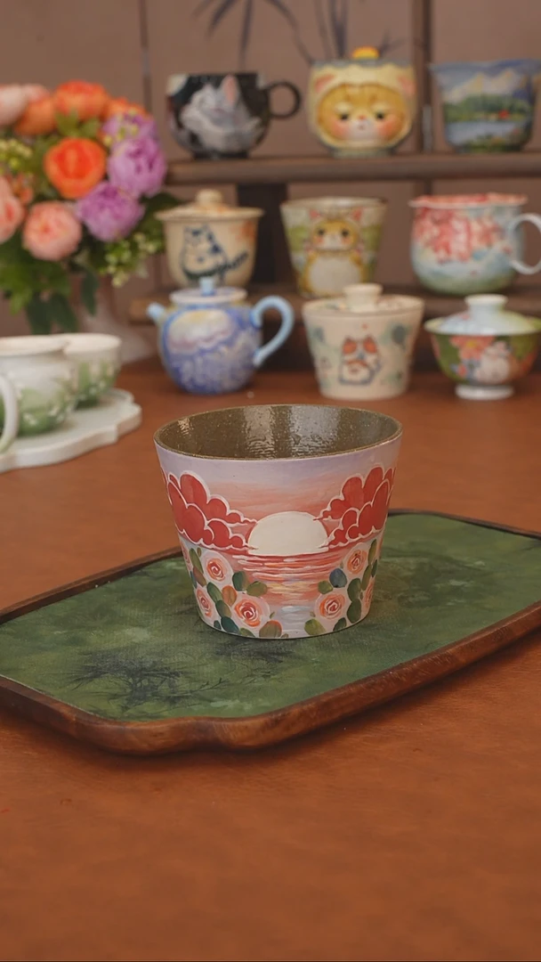 石一  落日玫瑰猪口杯