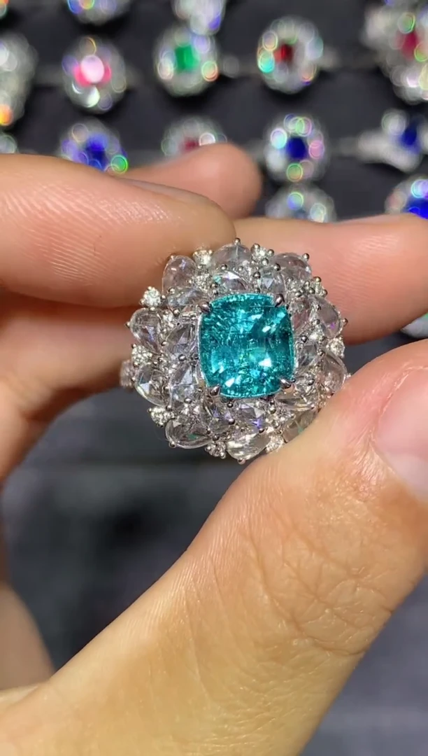 18K金镶嵌戒指碧玺3.21ct 拉贡碧玺 VB