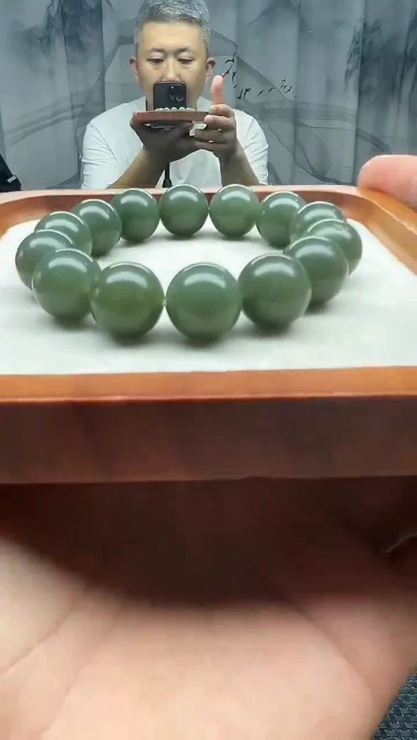 手串未镶嵌和田玉且末蓝卡16纯天然拍一发一