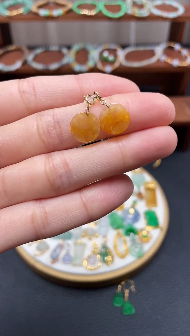 【闪购商品】翡翠吊坠(不含链)18K金镶嵌2个  JK649