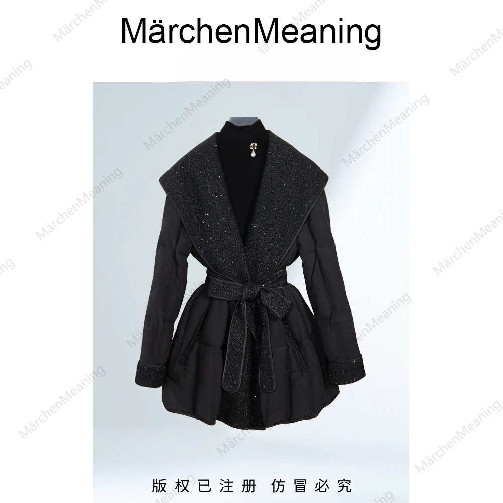 MärchenMeaning【羊毛大衣+90鹅绒】长袖女显瘦黑色短款厚款阳阳