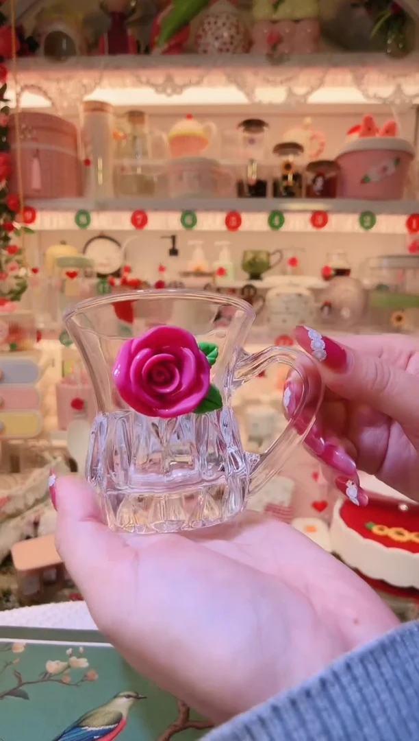 开播福利，仅剩一件！玫瑰花宽口杯