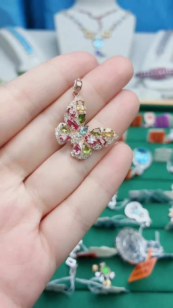 银S925镶嵌吊坠碧玺103ZB1106产品一个