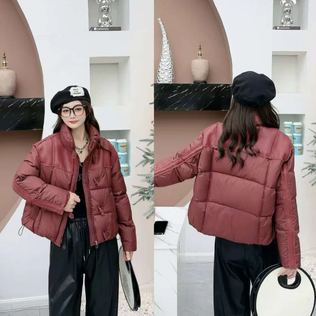立领拼接棉服保暖外套女冬季新款小个子时尚洋气减龄上衣#8818