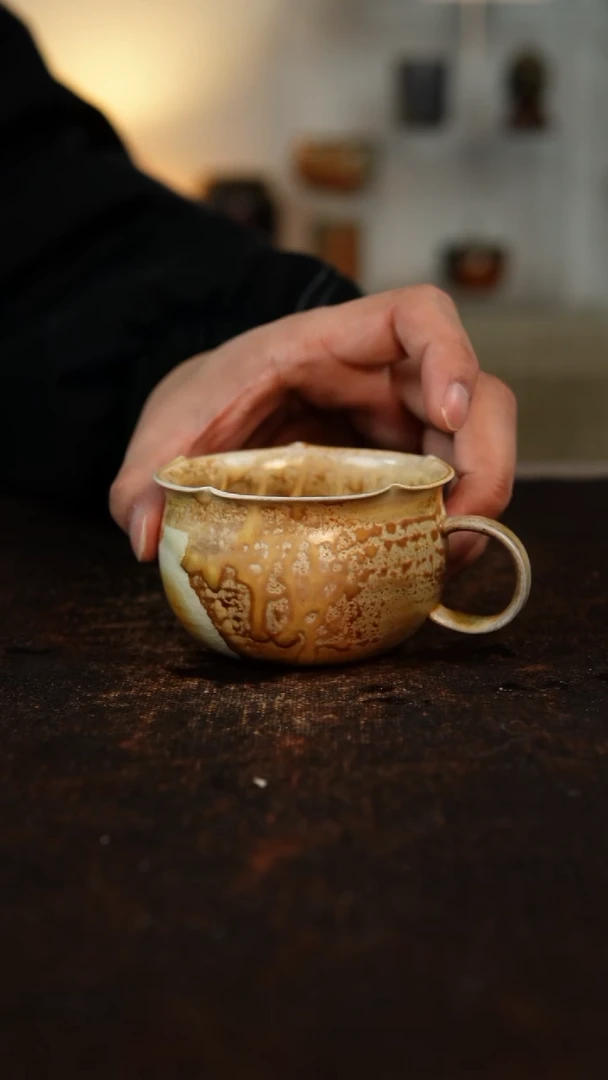 柴烧裸烧 花口咖啡杯 170cc  365