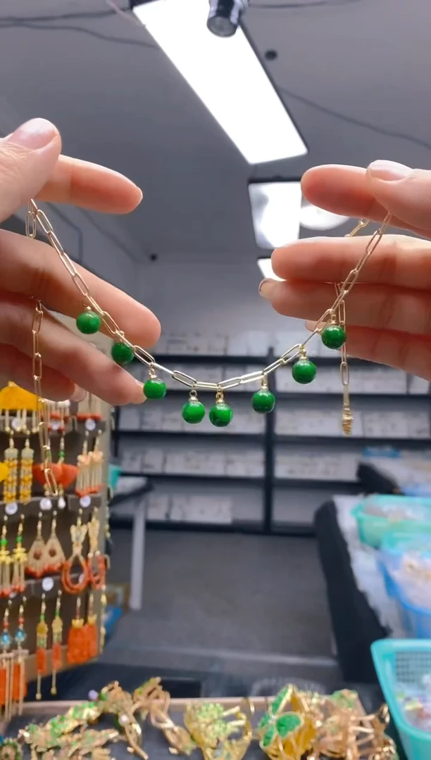 【闪购商品】翡翠耳饰合金0351翡翠锁骨链