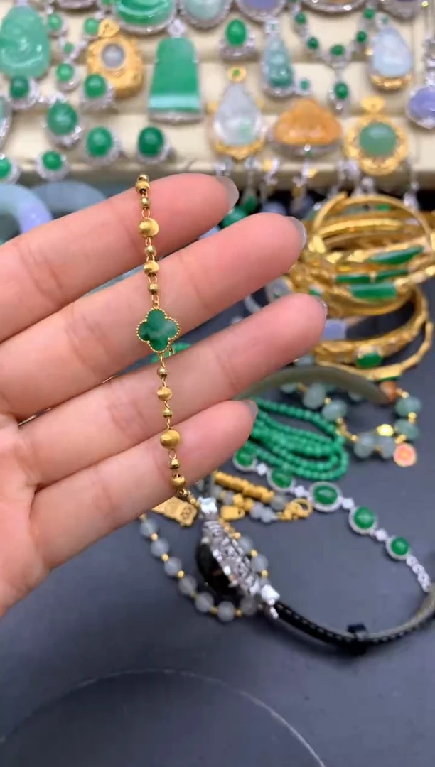 【闪购商品】翡翠手链18K金镶嵌132-中国好珍宝