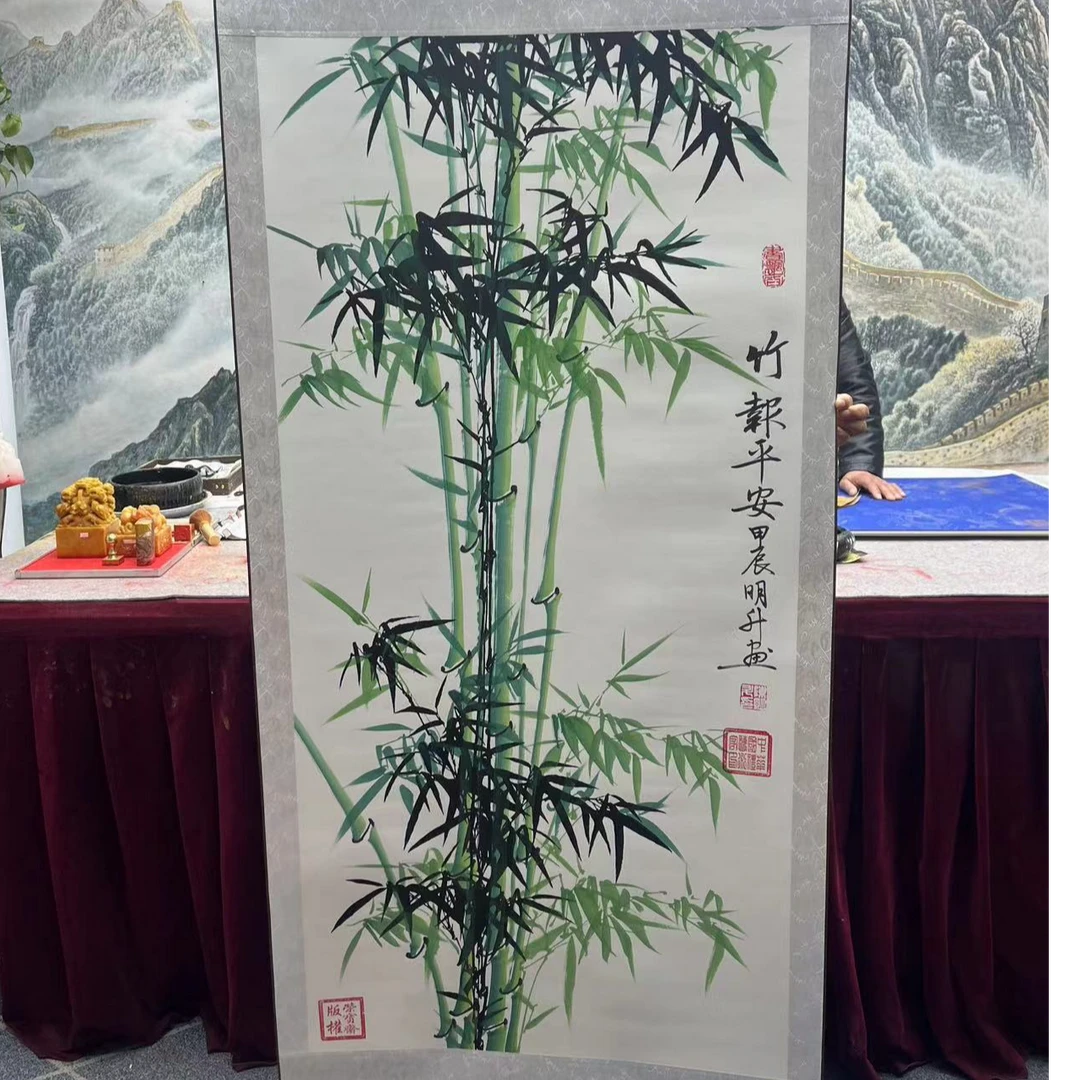 陈明升-竹报平安-竖轴书法作品