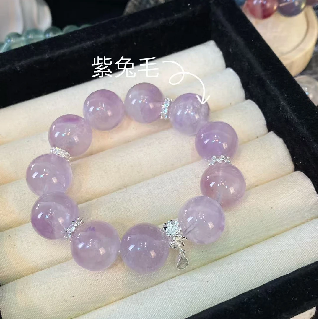 【紫兔毛】天然水晶手串原创小众设计Z06