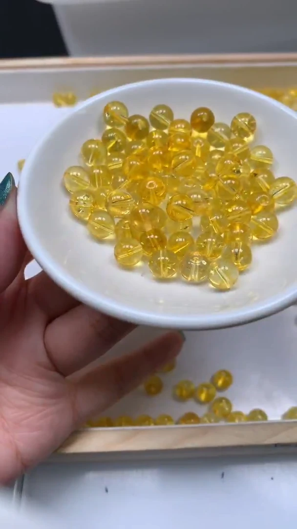 未镶嵌珠宝半成品水晶B1003 黄水晶8mm15个8.8元