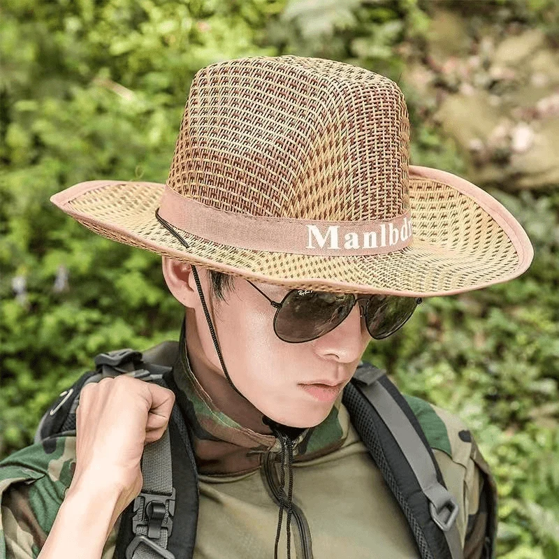 男士遮阳草帽夏季渔夫帽防晒遮脸凉帽沙滩帽男夏天帽子牛仔太阳帽