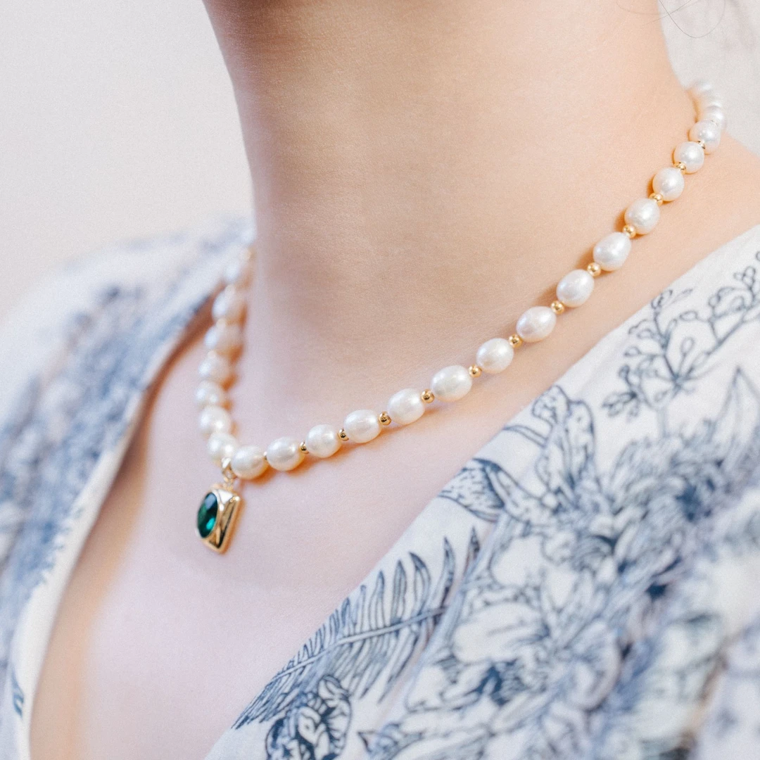 天然淡水珍珠群青原创设计法式减龄百搭项链一物一证 礼盒包装