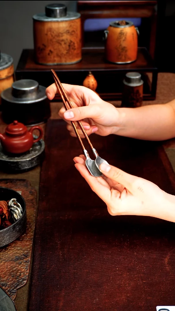 6480紫铜柄纯锡茶勺加茶铲