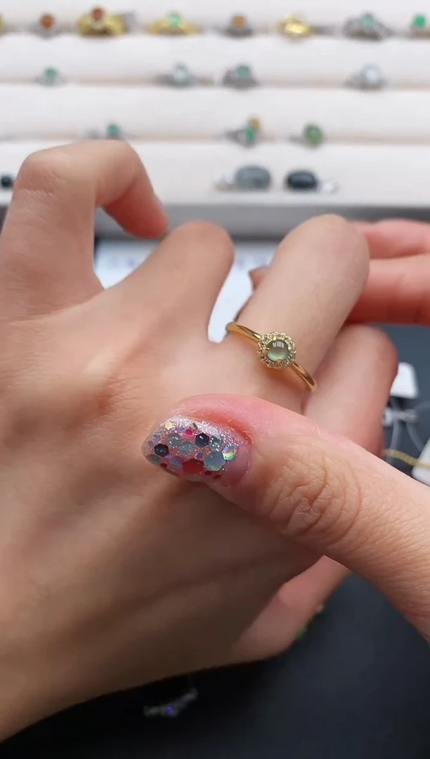 银S925镶嵌戒指翡翠88888888+3