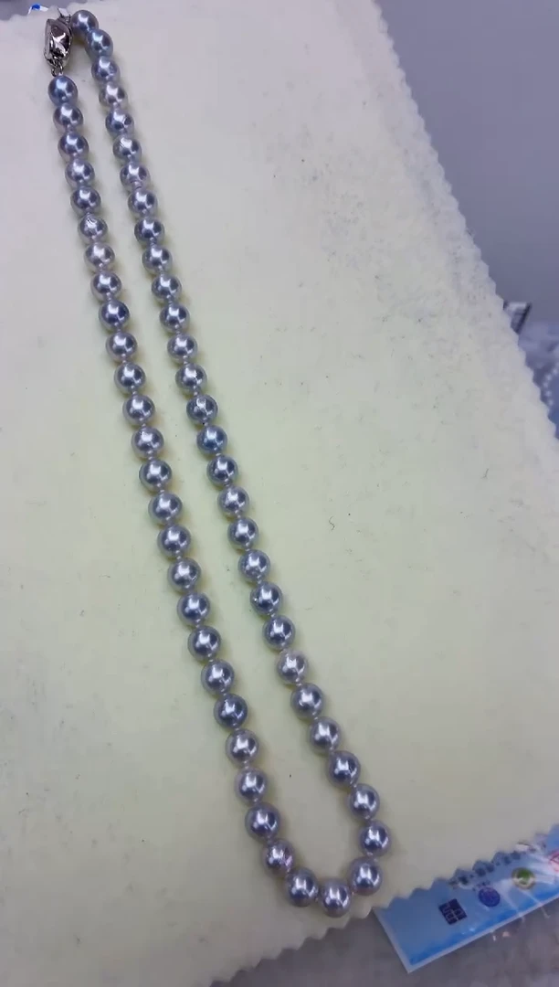 未镶嵌DA海水珍珠灰珠串链7-8 y233