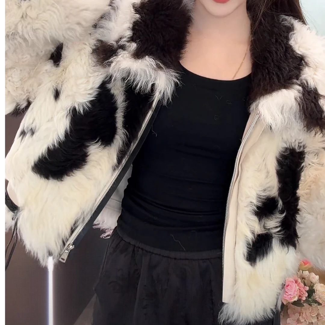 托斯卡纳皮毛一体翻领外套1005女款短款冬网红