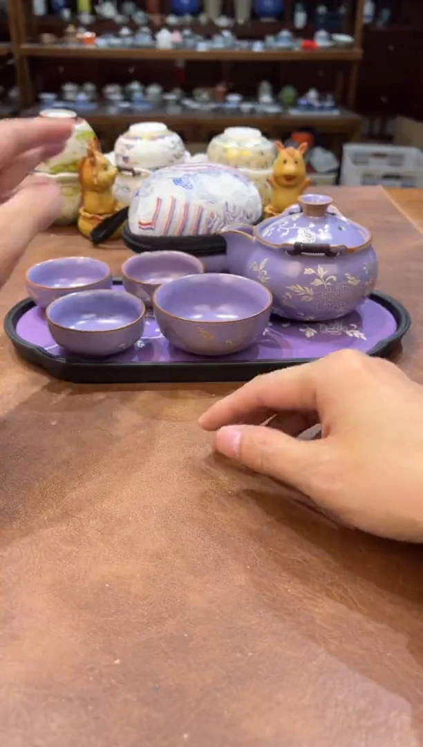 真的很便宜超好看会开片的旅行茶具