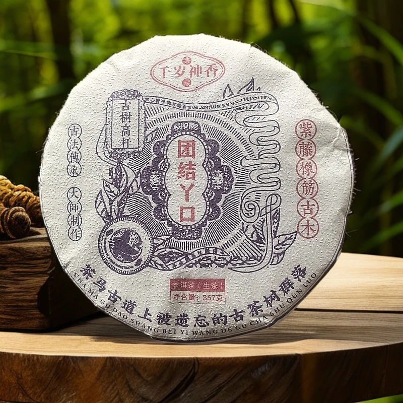 2023年团结丫口 紫藤橡筋古木 千岁神香古树普洱生茶饼357克F43号