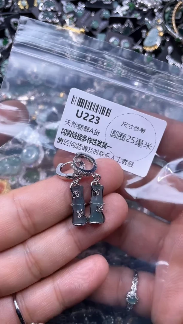 【闪购商品】翡翠颈饰未镶嵌U223耳扣