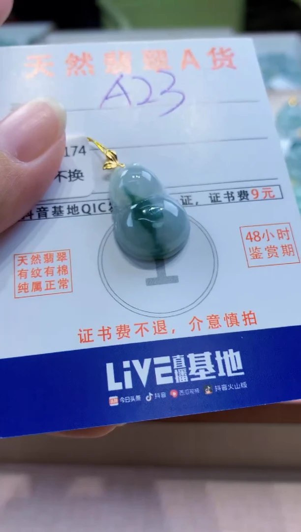 颈饰18K金镶嵌翡翠天然缅甸a货翡翠