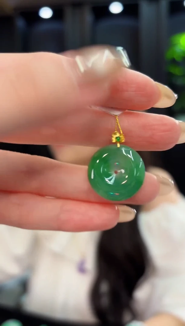 翡翠18K金镶嵌颈饰 缅料A货/支持复检/一件