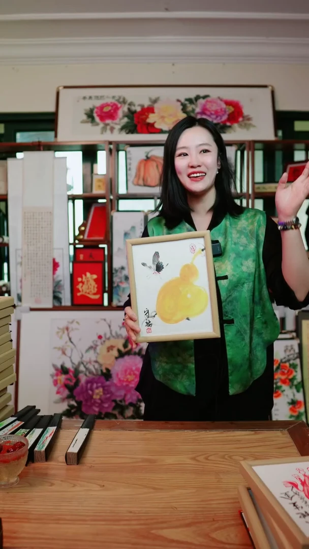 书法葫芦~蝴蝶~十寸摆台