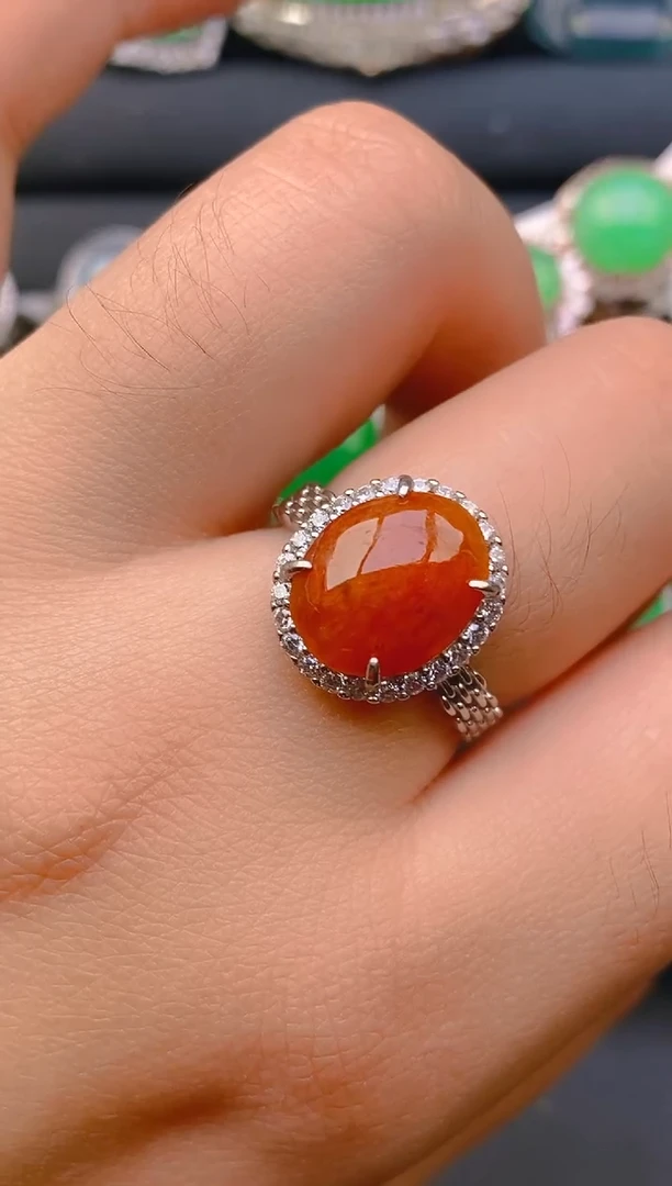 【闪购商品】翡翠戒指银S925镶嵌天然A货翡翠1