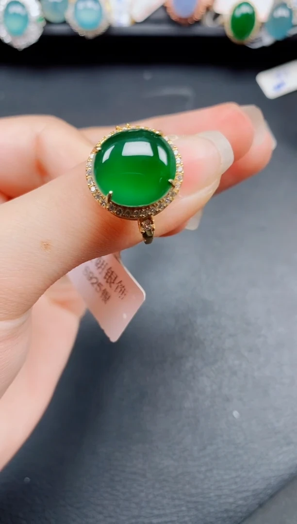 银S925镶嵌戒指翡翠翡翠