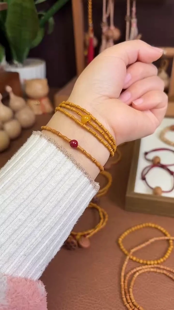 手串桃核竹节素圈跑环