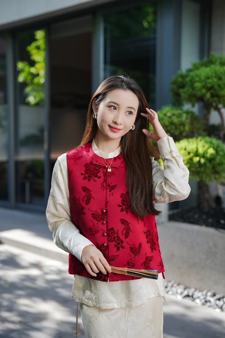 蓝大【从别后】新中式桑蚕丝马甲6654