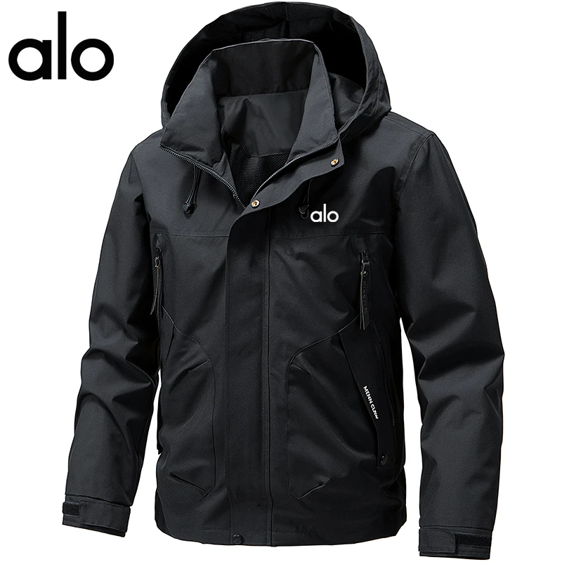 ALO男士休闲连帽防风防水冲锋衣宽松工装风夹克外套