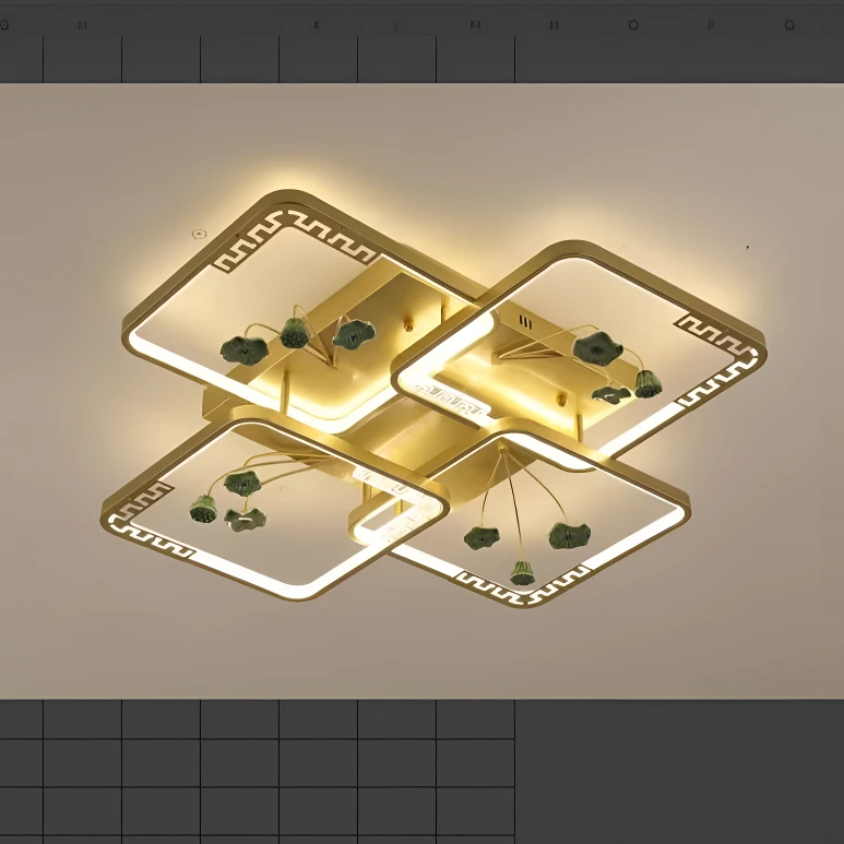 19805-800方金色吸顶灯120W库存尾货中式灯（铁仓2）