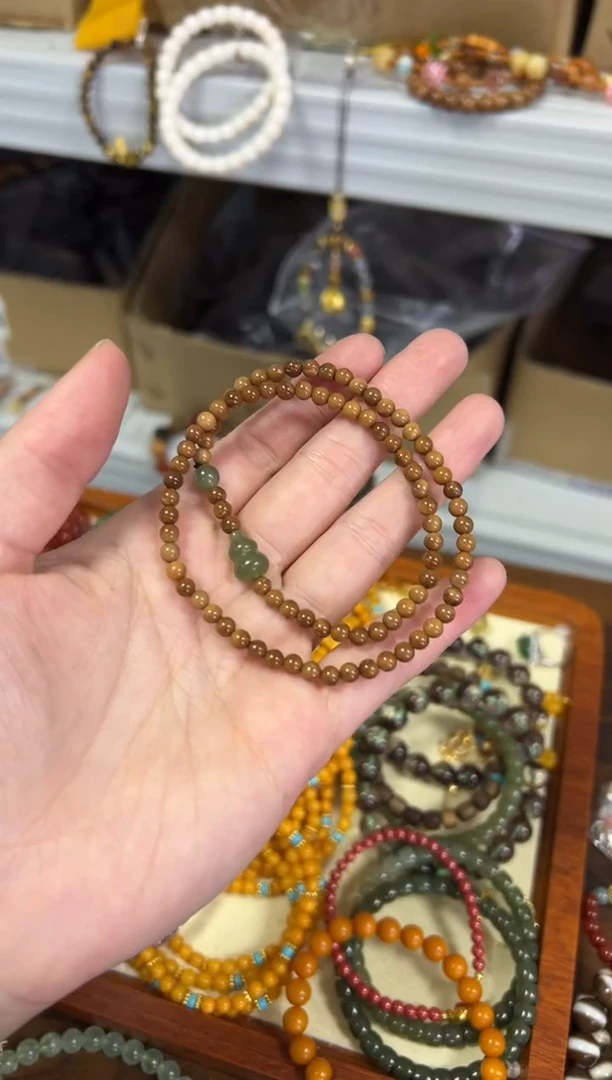 【闪购商品】库克手串未镶嵌库克小米珠和田葫芦双圈[1223]