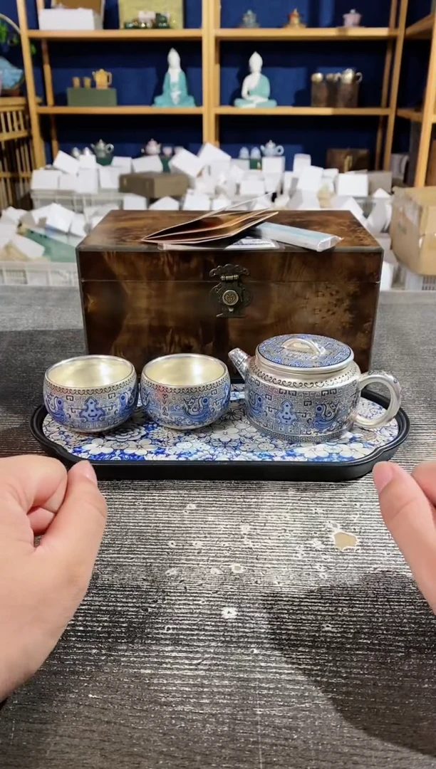 【闪购商品】其他周鸿杰天命玄鸟鎏银汉瓦壶+2杯+茶盘