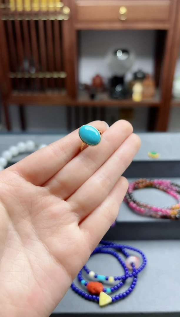 【闪购商品】绿松石戒指18K金镶嵌18k金松石戒指GW