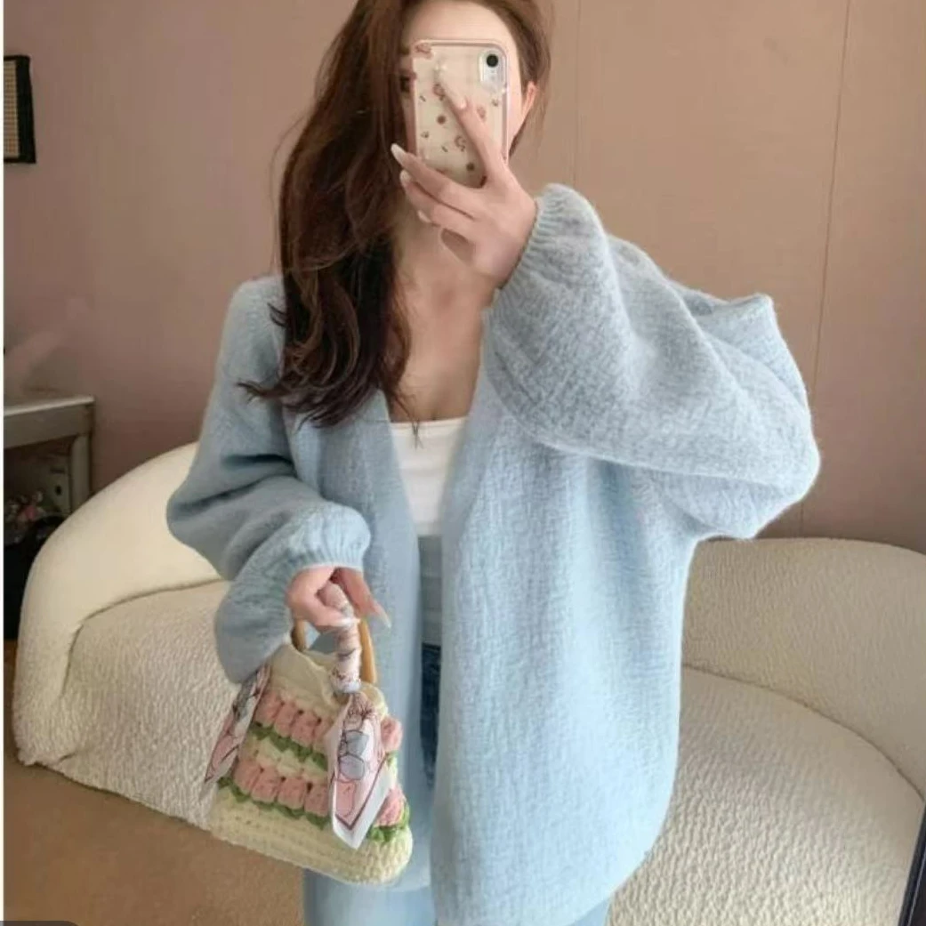 【婷婷专属】新款树皮纹工艺针织开衫女2025春季慵懒宽松百搭02586