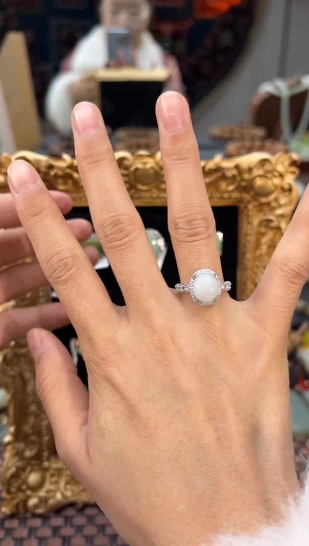 未镶嵌戒指和田玉米达开口戒