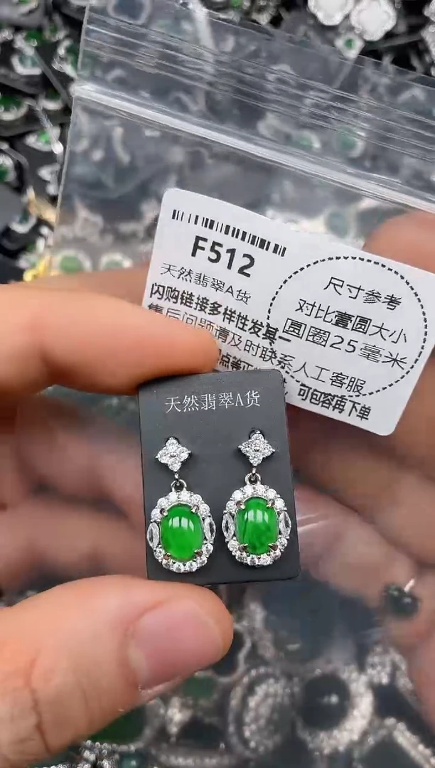 颈饰未镶嵌翡翠F512耳钉