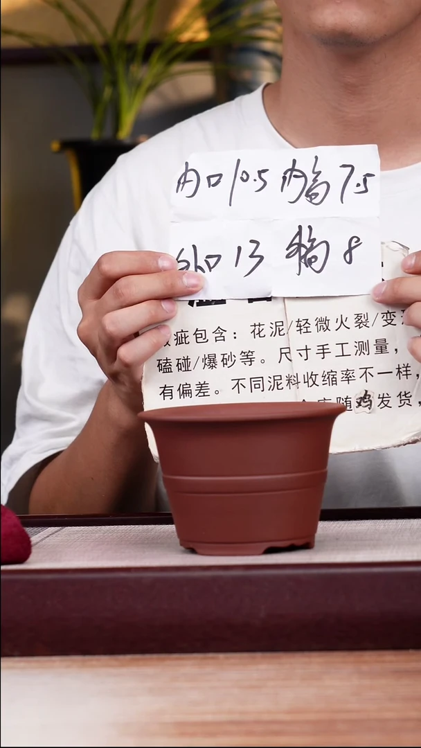 紫砂花盆微瑕龙血砂中带素面迷你小斗笠一只无托