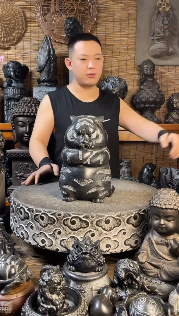 石材30胖虎天然青石雕刻