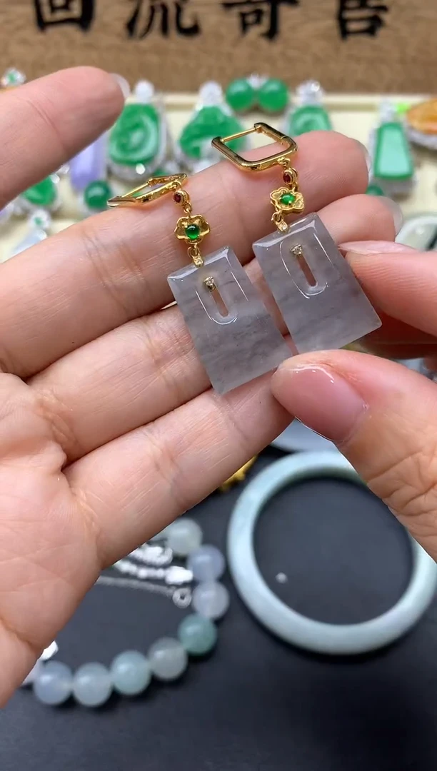 【闪购商品】翡翠耳饰18K金镶嵌337-中国好珍宝