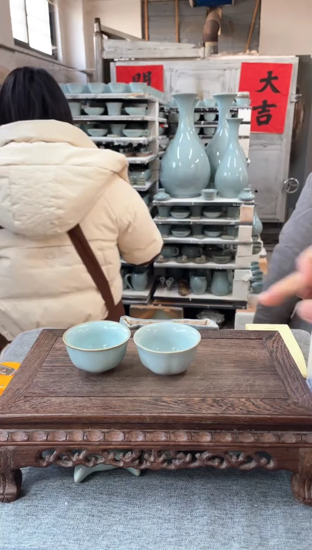 【闪购商品】瓷片天青梅花杯一对。。。