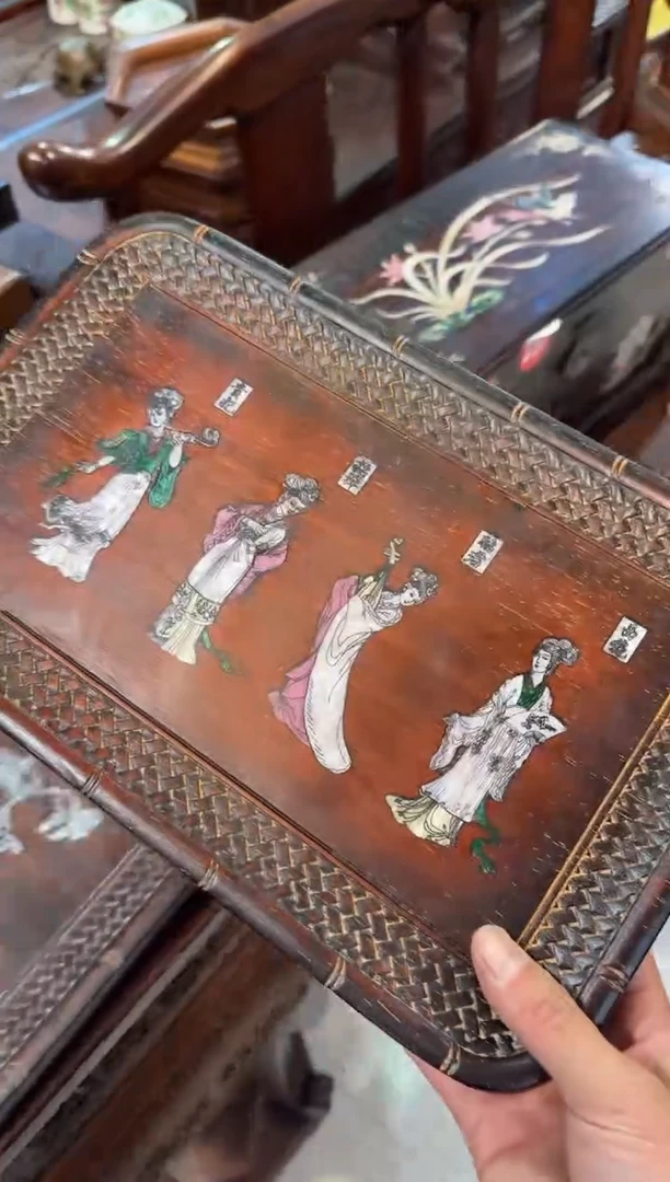 木木头款紫檀四大美人茶盘128