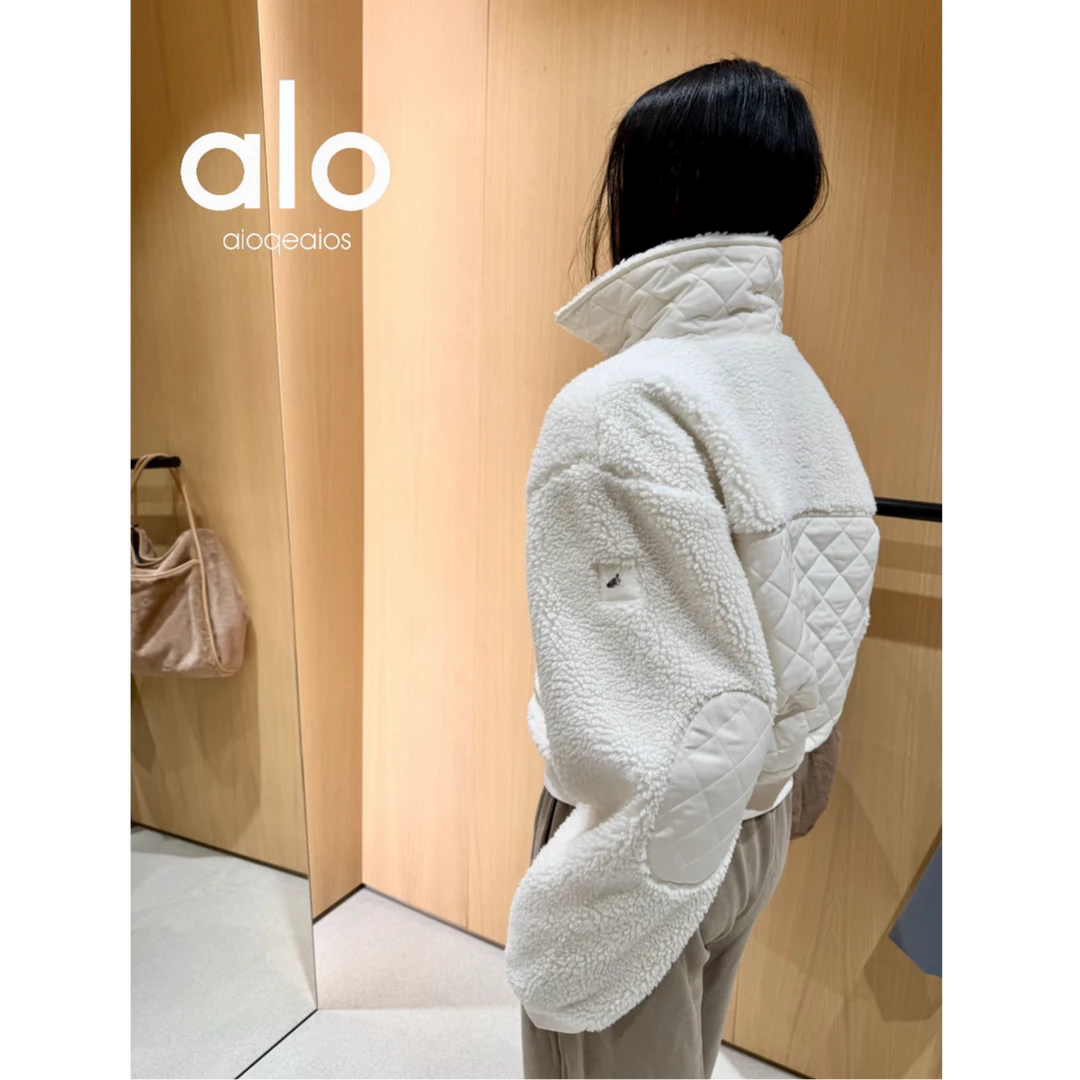 aioqeaios秋冬同款羊羔毛短款外套保暖运动休闲拉链夹克上衣