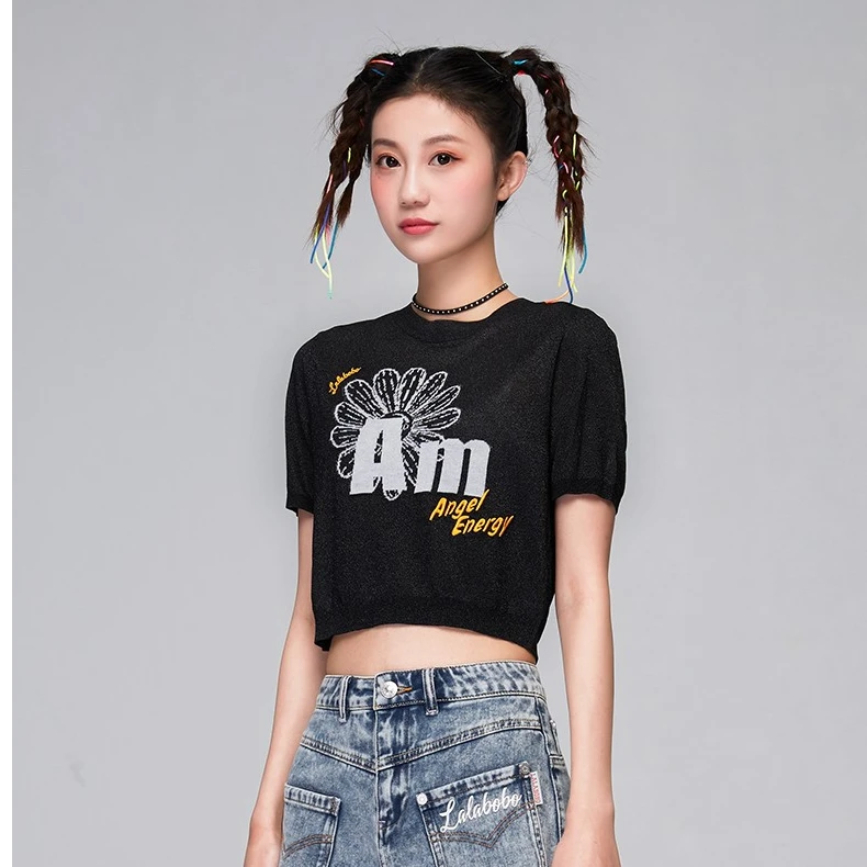 【芋总】LALA辣妹减龄短款时尚针织短袖L21B-WSTM11