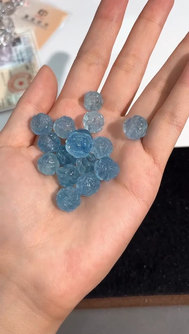 水晶手链未镶嵌62号海蓝宝九尾单颗配件